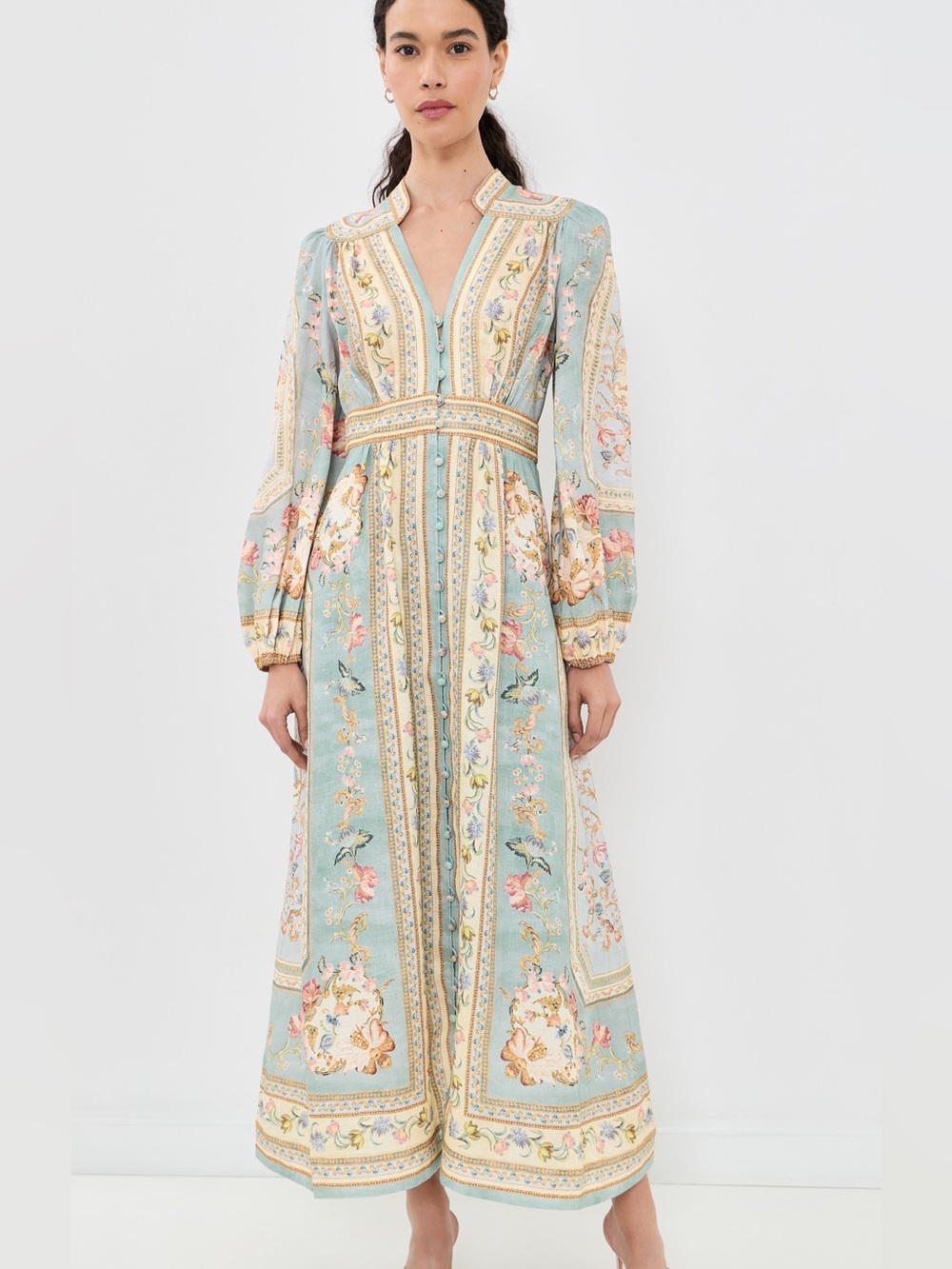 Zimmermann Roselight floral linen midi dress